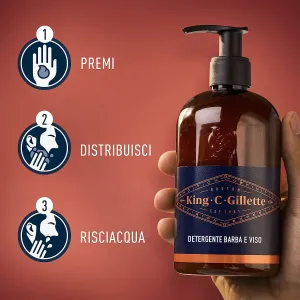 Immagine King C. Gillette Detergente Barba e Viso con una mezza noce di  cocco sul retro della confezione 2