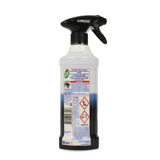 etichetta sulla confezione di Cif Spray Antimuffa