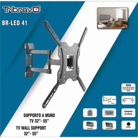 Supporto TV Parete Orientabile 55 Pollici
