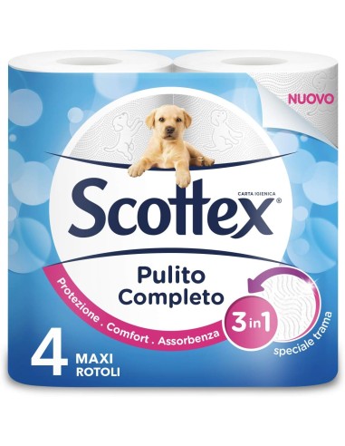 Scottex Carta Igienica Maxi Pulito Completo 4 Rotoli - Confort Superiore