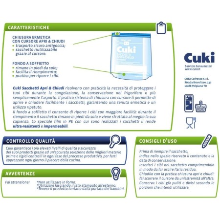 Caratteristiche, Modalità d'uso e Avvertenze dei Sacchetti Apri e Chiudi Cuki