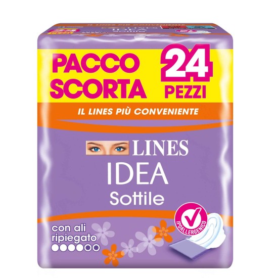 Lines Idea Assorbenti Sottili Con Ali Ripegate Conf 24Pz