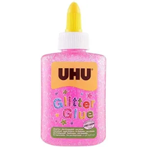 UHU Glitter Glue Bottle - Colla Glitter Rosa 88,5ml - Sicura per Bambini e Senza Solventi