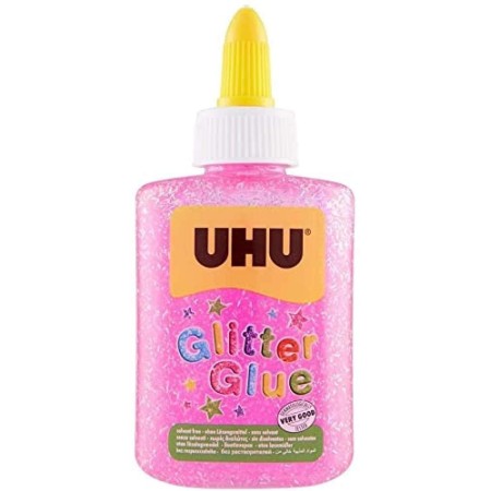 UHU Glitter Glue Bottle - Colla Glitter Rosa 88,5ml - Sicura per Bambini e Senza Solventi
