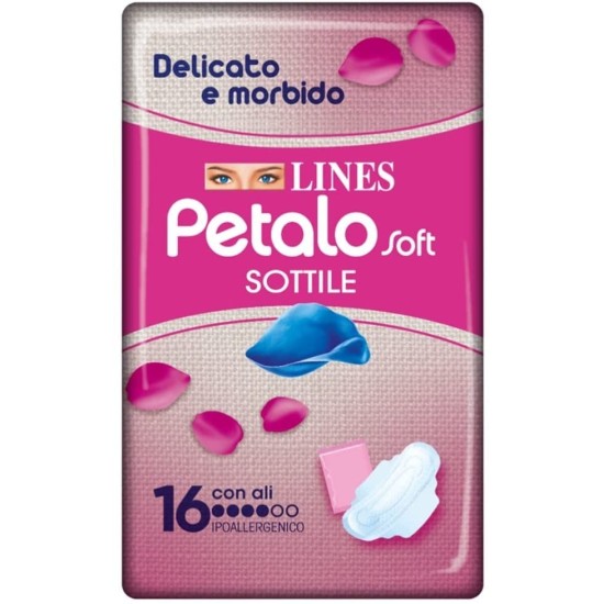 Lines Petalo Soft Assorbenti Con Ali Sottile Delicato e Morbido - 16pz