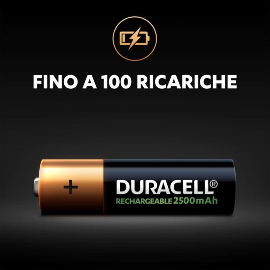 Singola Batteria Ricaricabile Duracell AA 2500mAh