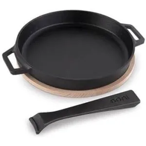 Ooni Skillet Padella Tonda in ghisa con base in legno 2