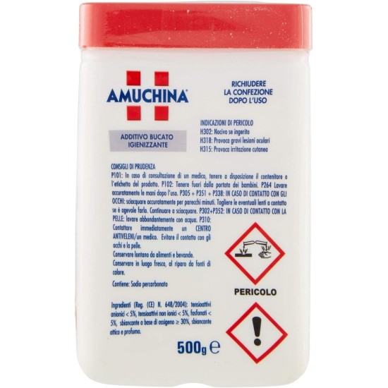 Consigli sulle modalità d'uso sul retro della Confezione di Amuchina Additivo Bucato Igienizzante in Polvere