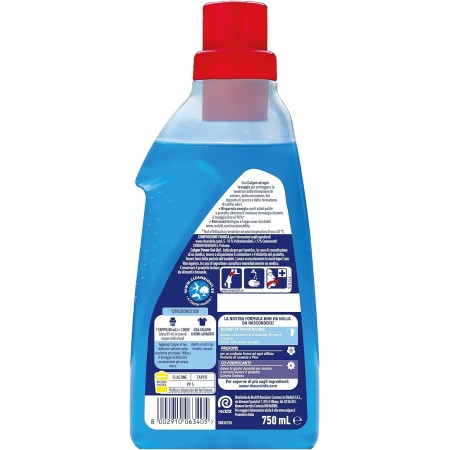 Informazioni dettagliate sul retro della confezione di Calgon Lavatrice Power Gel 4 in 1 da 750ml
