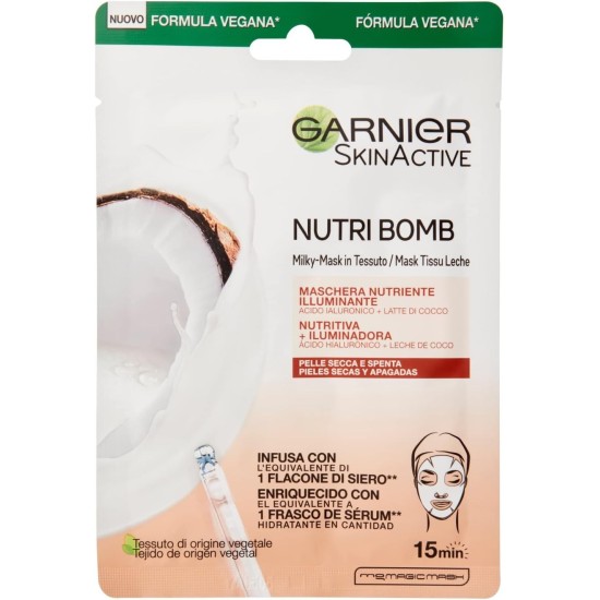 Maschera Viso Garnier con Latte di Cocco e Acido Ialuronico