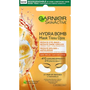 Confezione frontale della Maschera Occhi Garnier Hydra Bomb con Succo di Arancia e Acido Ialuronico - Anti Fatica
