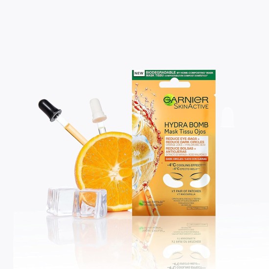 Maschera Contorno Occhi Garnier Hydra Bomb, Arancia e Acido Ialuronico