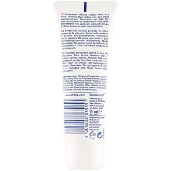 Crema Deodorante Nivea Dry Comfort Plus - Informazioni sulla Confezione da 75ml