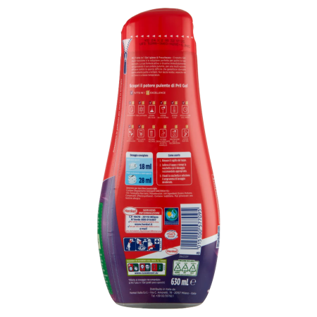 informazioni e come si usa il Pril Gel Lavastoviglie Igiene e Freschezza stampate sul retro della confezione