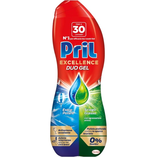 Pril Excellence Duo Gel Sciogli Grasso Detersivo per Lavastoviglie