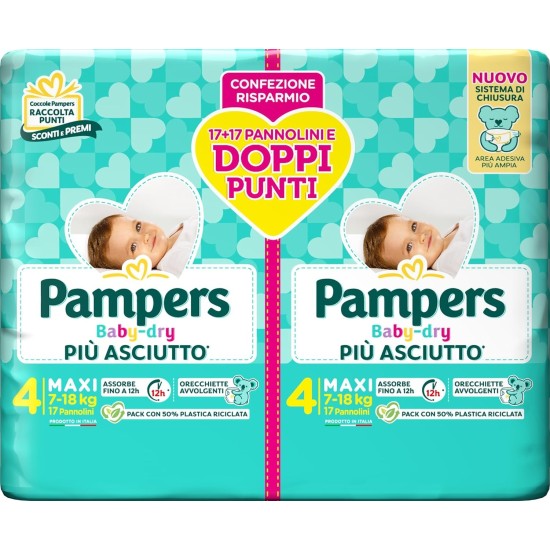 Pampers Baby dry - Pannolini Più Asciutto Che Respira per 12h di Protezione