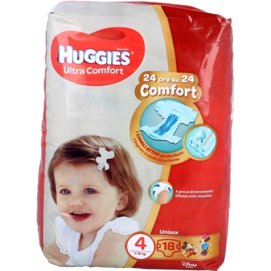 Pannolini Huggies Ultra comfort 4, 7-18Kg - 18pezzi