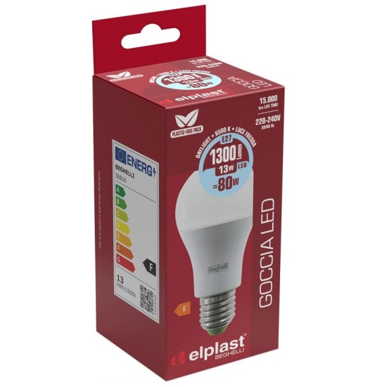 Confezione Lampadina Led Beghelli elplast 13w Luce Fredda 6500K