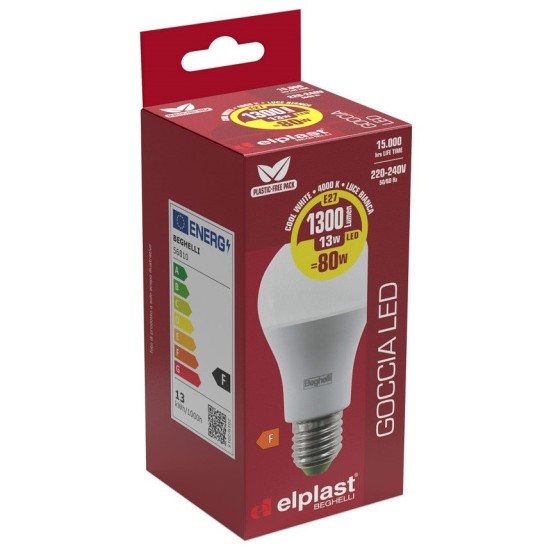 Confezione Beghelli Lampadina Led Goccia 13W - E27 Lampadina da 1300 Lumen