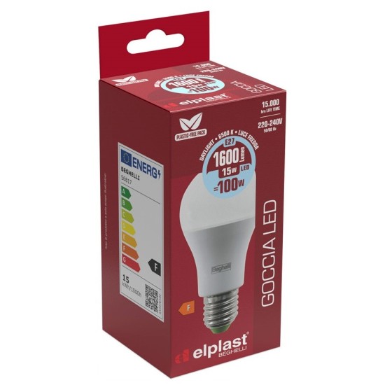 Confezione Lampadina Led E27 Beghelli 15W- Luce a Led Bianca fredda 6500K