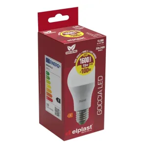 Confezione Lampadina a goccia Beghelli Led - Risparmio Energetico 15W E27 – 4000K Luce Bianca 1600 Lumen