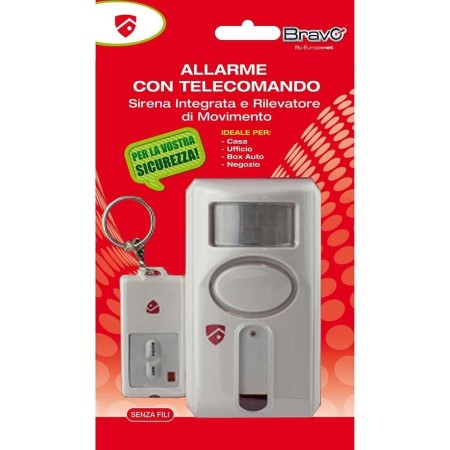 ALLARME MOVIMENTO BRAVO A INFRAROSSI CON TELECOMANDO SENSORE SIRENA 120db