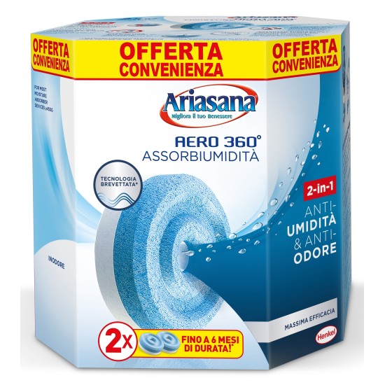 Confezione Bipack  degli Assorbitori umidità Tab Ricarica Ariasana - Anti Umidità