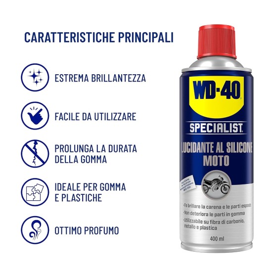 Wd 40 Lucidante Silicone con la descrizione dei 5 benefici