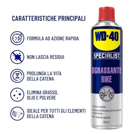 WD40 Sgrassante Bici  500ml con i 5 benefici elencati