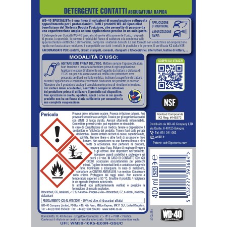 etichetta WD40 Detergente Contatti