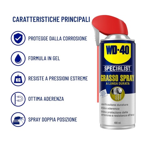 dettaglio dei 5 punti di forza di WD 40 Grasso Spray