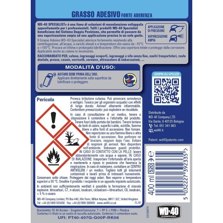 Informazioni sul Grasso Spray WD 40 Lubrificante 400ml