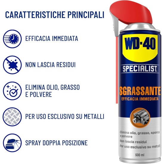 dettaglio dei 5 punti di forza Wd40 Sgrassante Specialist
