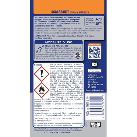 etichetta Wd40 Sgrassante Specialist