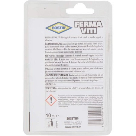 informazioni sul retro etichetta del bostik ferma viti