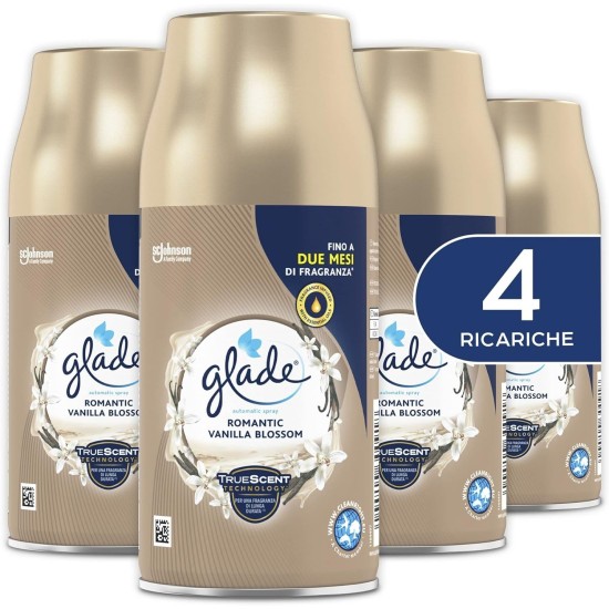 Glade Automatic Spray Ricarica, Fragranza Romantic Vanilla Blossom - Confezione Scorta 4x269ml