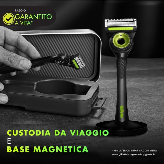 Gillette Labs Rasoio da Uomo da Viaggio Manico + 2 Lame di Ricambio