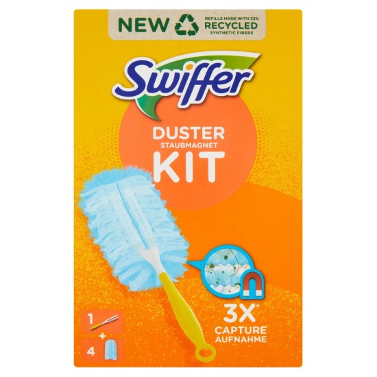 Swiffer Piumino Duster Starter Kit – Cattura polvere Swiffer - 1 manico + 4 ricariche.