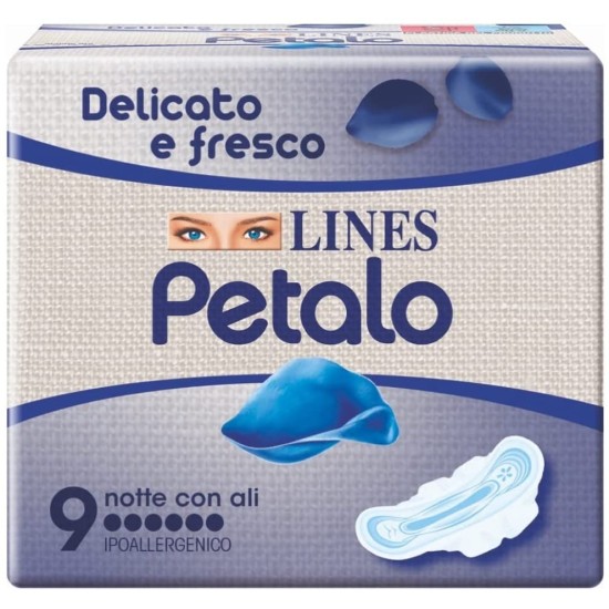 Lines Petalo Ultra Notte Assorbenti con Ali Delicato e Fresco Super Assorbente Conf 9pz