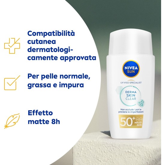 info Nivea Sun Derma Skin Clear Crema Solare Viso FP50+