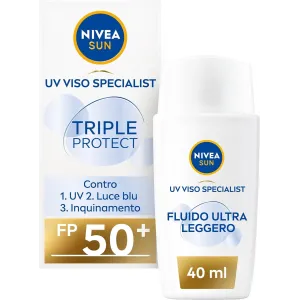 Nivea Sun Solare Triple Protection FP 50+ in Tubetto da 40 ml - Crema Viso con Acido Ialuronico e Vitamina E