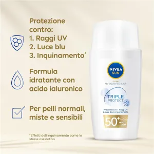 Nivea Sun Solare Triple Protection FP 50+ in Tubetto da 40 ml - Crema Viso con Acido Ialuronico e Vitamina E 2
