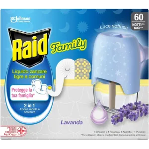 Raid Liquido Antizanzare con Diffusore e Ricarica Lavanda – 60 Notti