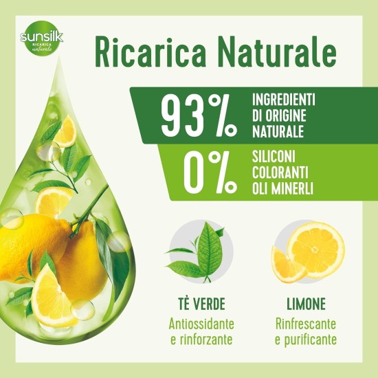 Sunsilk Shampoo Tè Verde e Limone con il 93% di ingredienti naturali
