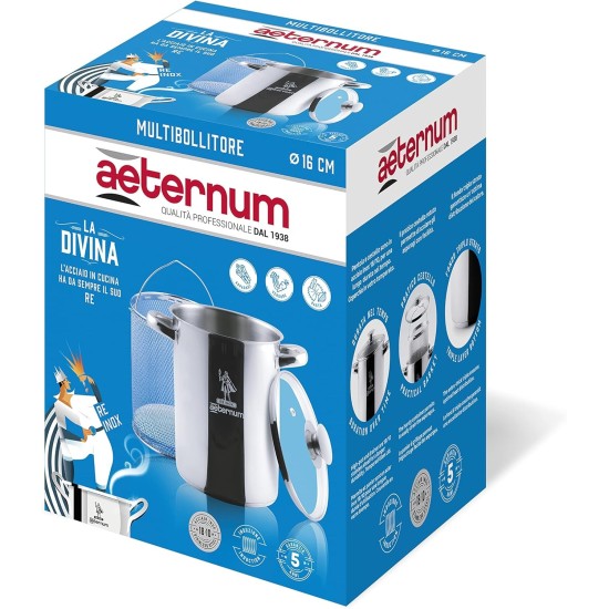 Nuova confezione Aeternum Divina Pentola Multibollitore Asparagera Acciaio Inox - 16Ø