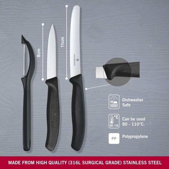 Victorinox Set di Coltelli con Pelaverdure - Ideale per la Cucina