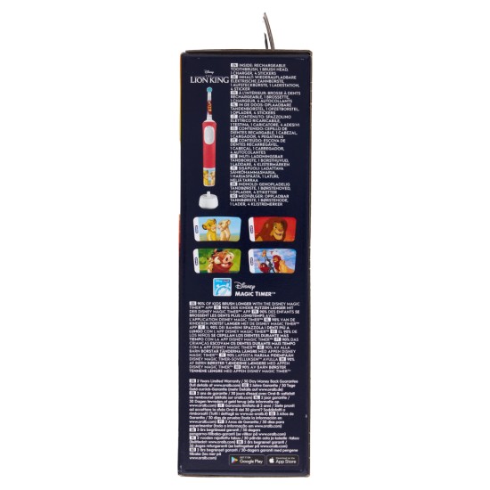 cosa contiene la confezione Oral-B Spazzolino Elettrico per Bambini - Il Re Leone