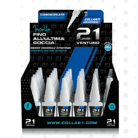 display Colla 21 per gomma, plastica e metallo