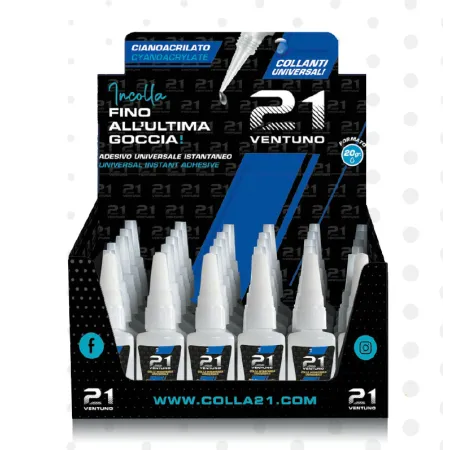 display Colla 21 per gomma, plastica e metallo