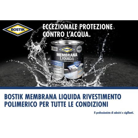 Bostik Membrana Liquida, Rivestimento Polimerico, Impermealizzante Elastico 1kg
